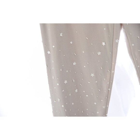 Worth Womens Dress Pants Beaded Embellished Tapered Wool Beige Sz 6 Small - Picture 3 of 8